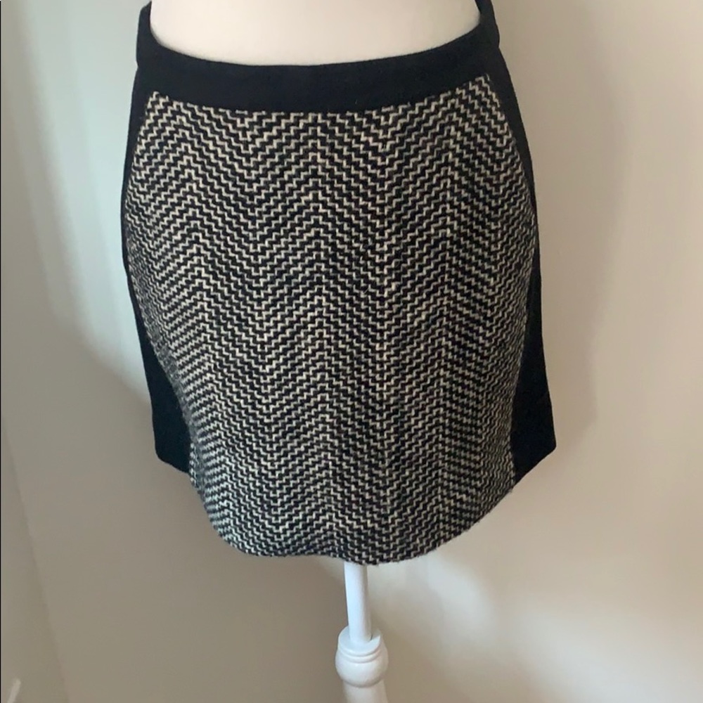 J. Crew black and white wool mini skirt